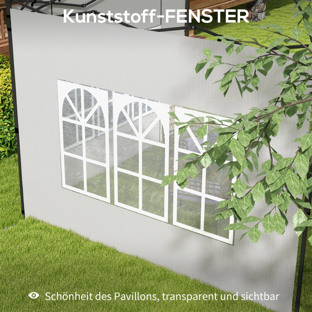 Set 2 Pezzi Pareti Laterali per Gazebo 3x3 3x6 ¨C Zephmum ¨C Bianco Impermeabile con Finestra