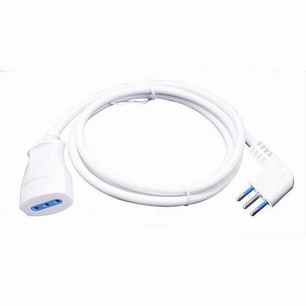 Trade Shop - Prolunga Lineare Bianca 5 Mt Con Spina 10a 2p+t + Presa 10a 2p+t Cavo 90° 83271 -