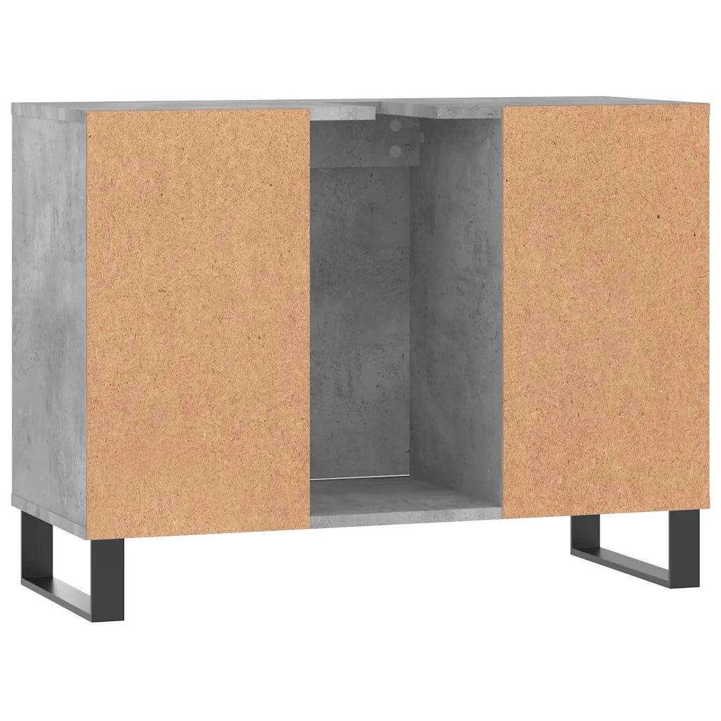 Armadietto da Bagno Grigio Cemento 80x33x60cm Legno Multistrato 831640