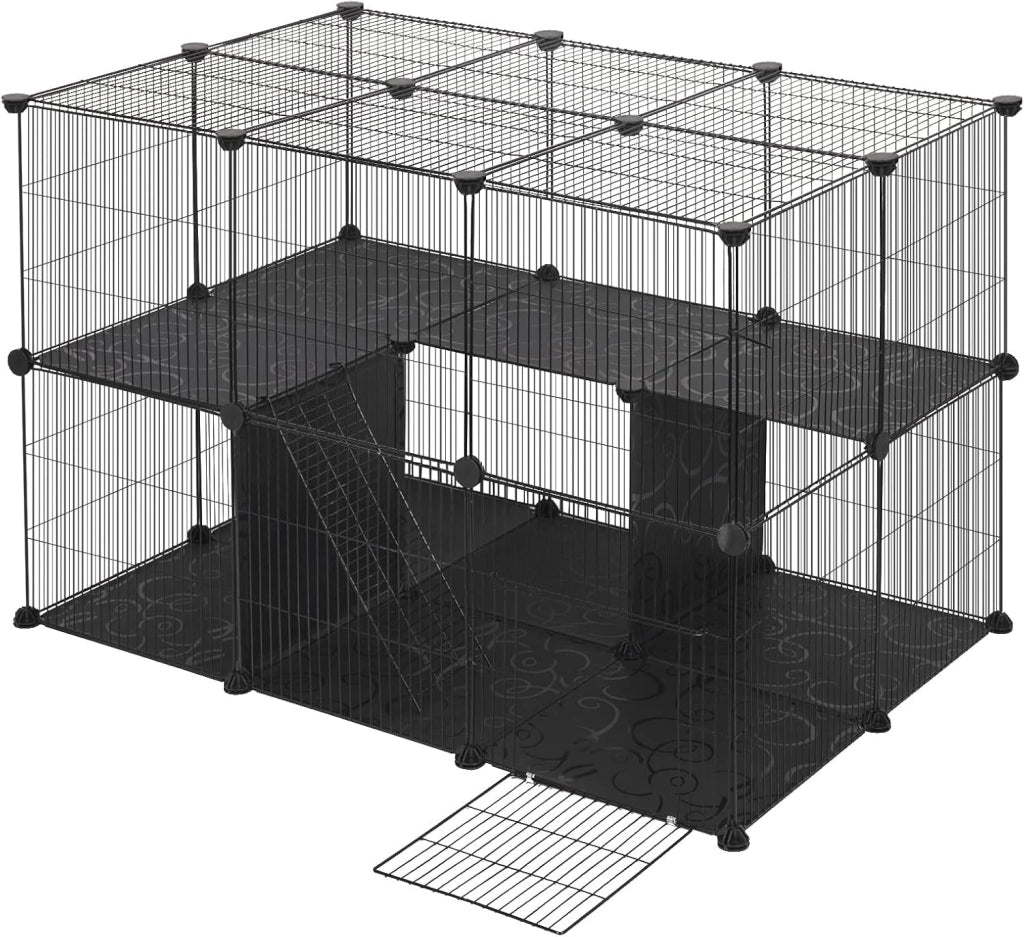 Recinto per Conigli, Recinto Conigli da Interno,DIY Recinzione Libera 38 Pannelli 35x35cm Acciaio e Resina, Box per Piccoli Animali, Recinto Modulare per Cincillà, Porcellini d'India