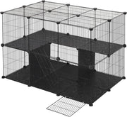 Recinto per Conigli, Recinto Conigli da Interno,DIY Recinzione Libera 38 Pannelli 35x35cm Acciaio e Resina, Box per Piccoli Animali, Recinto Modulare per Cincillà, Porcellini d'India