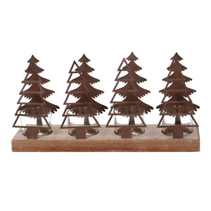 Portacandele metallo 4 posti alberi bronzo cm 15x8xh30