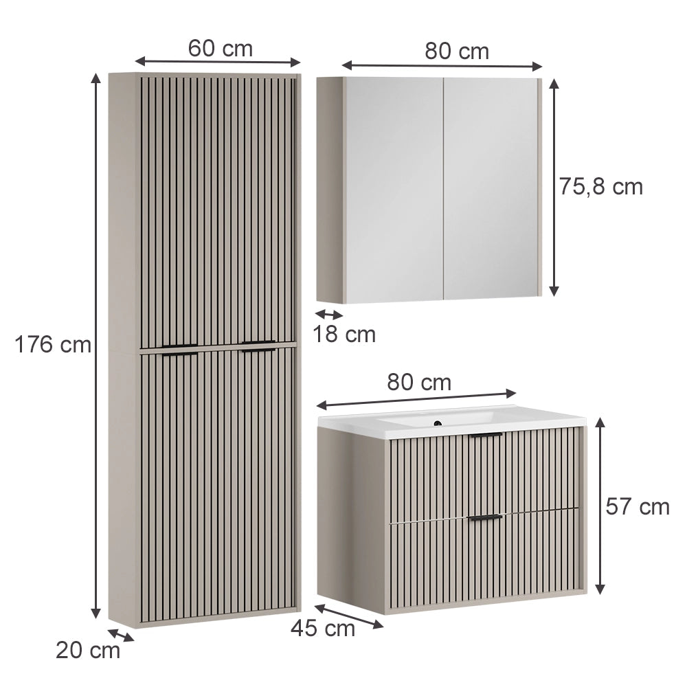 Vicco Set di mobili da bagno Cachemire 4 parti