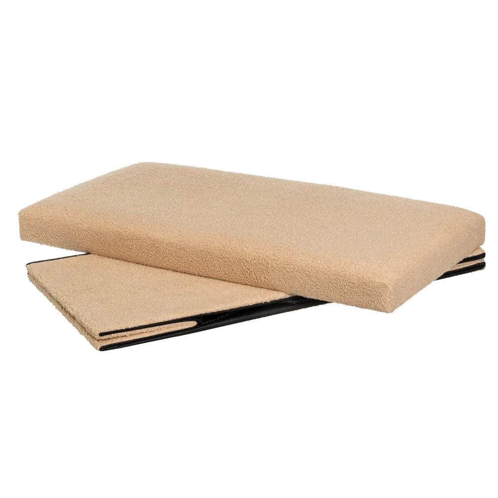 Pouf Baule Contenitore Cassapanca Pieghevole Beige Poggiapiedi 76x38x38 cm