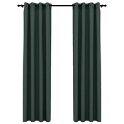 Tende Oscuranti | Tende Blackout Effetto Lino con Occhielli 2 pz Verdi 140x225cm