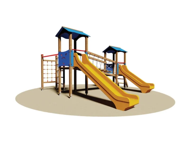 Villaggio Malaga 827 Giochipark doppia torre ponte scivoli EN 1176 - Vetroresina