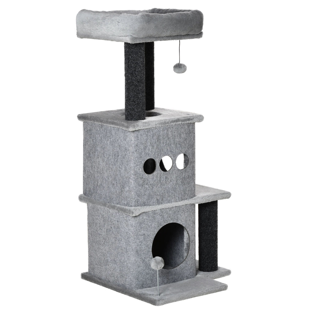 Albero per gatti con piattaforme e nicchie ¨C Zephmum ¨C Grigio 48x48x100 cm