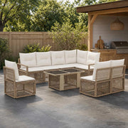 Set Divano da Giardino 9 pz Beige e Bianco Crema polyrattan 3437106