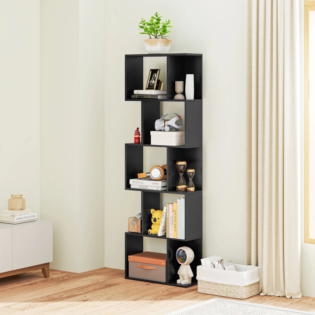 Mobile Libreria Design Moderno 60x24x184,5 cm a 5 Ripiani in Legno Nero