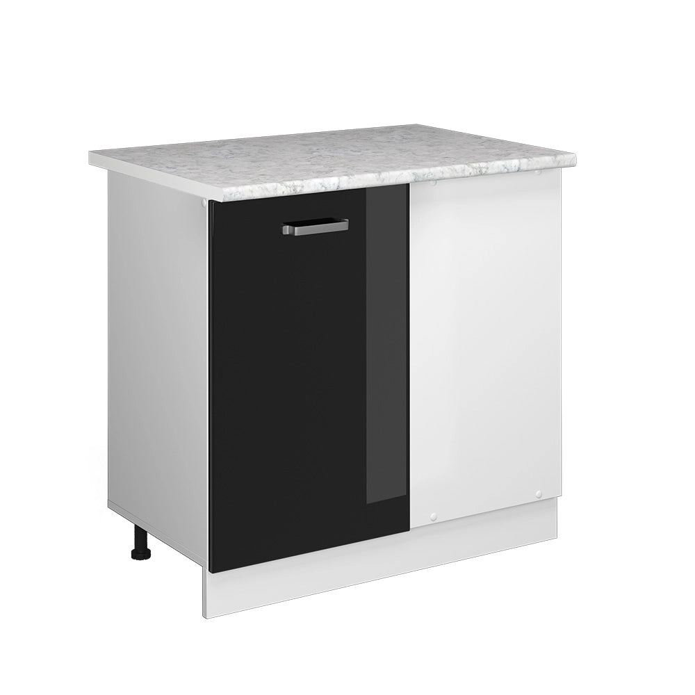 Vicco Mobile ad angolo cucina Nero lucido 86 cm , PL Marmo
