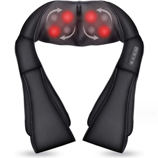 Massaggiatore per la schiena, strumento di massaggio per le scapole, riscaldamento a temperatura costante, massaggio e percussione, massaggiatore multifunzionale per tutto il corpo, confezione nera.