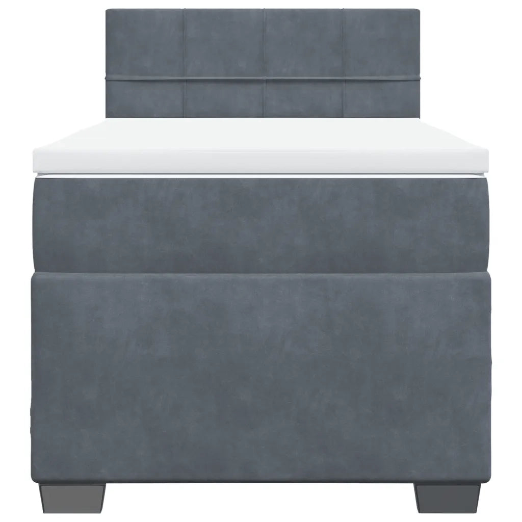 Giroletto a Molle con Materasso Grigio Scuro 90x190 cm Velluto