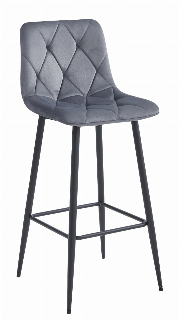Valora KODA SGABELLO Gambe nere in velluto grigio scuro x3