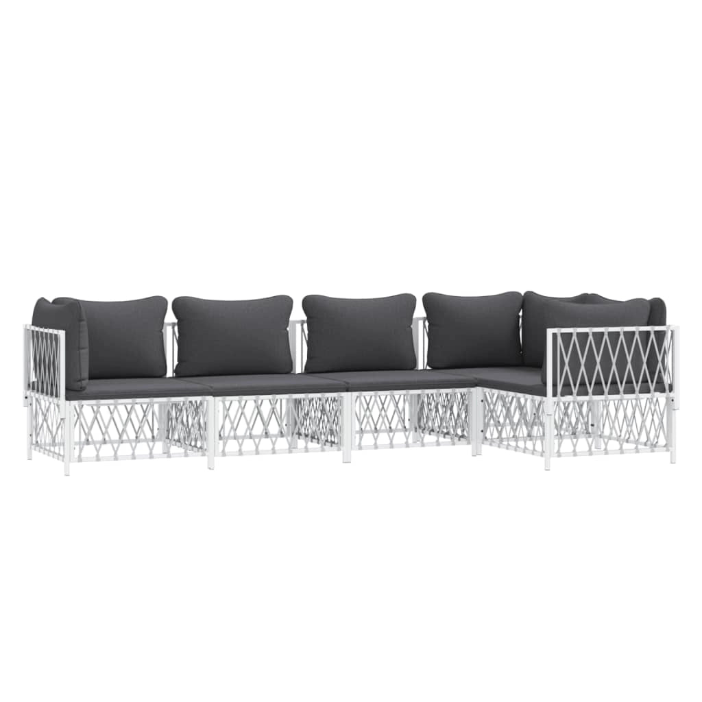 Mobili da giardino mobili da esterno set di mobili con cuscini 5 pezzi acciaio bianco 02_0018303