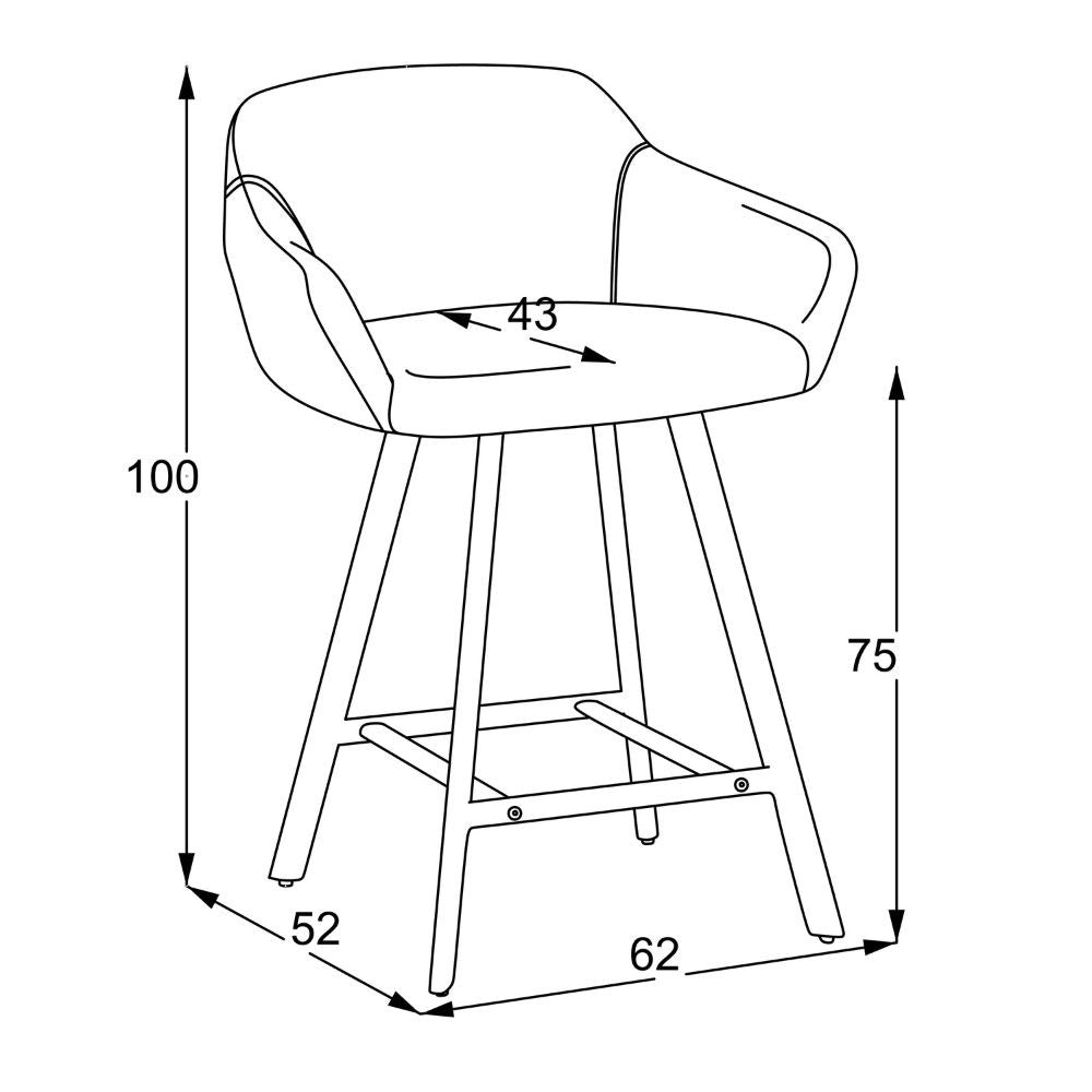 Sgabello Mey grigio cenere con seduta imbottita e gambe in metallo nero – Eleganza e comfort per la zona snack