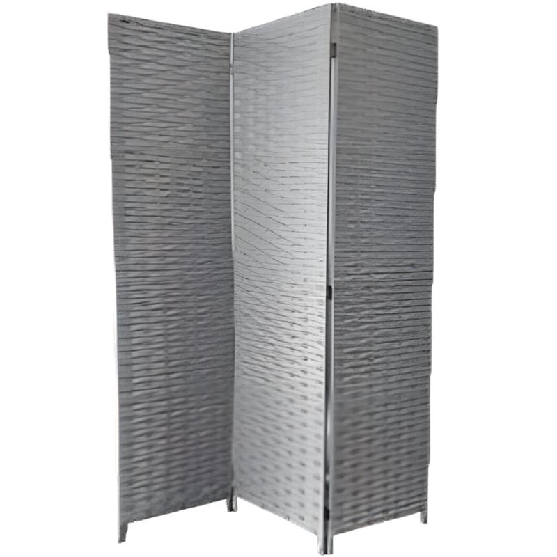 SEPARE' CON TRE PANNELLI IN PLASTICA GRIGIO CON STRUTTURA IN LEGNO MISURE: 180X135CM