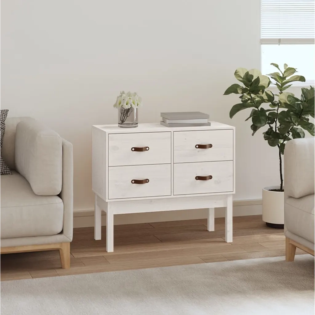 Mobile Consolle Bianco 90x40x78 cm in Legno Massello di Pino 821740