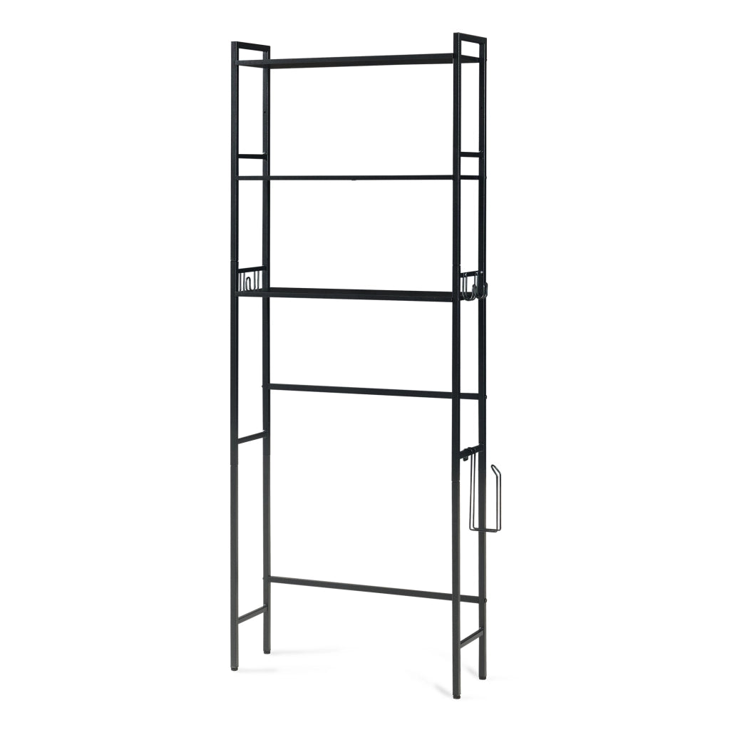 Scaffale Sopra WC Ljukhobro a 3 Ripiani Mensola da Bagno 164 x 64 x 20 cm - Nero [en.casa]