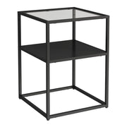Tavolino con ripiano acciaio vetro temperato 55 x 40 x 40 cm nero opaco 03_0010965