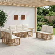 Set di divani da esterno 7 pcs Naturale e Bianco Crema