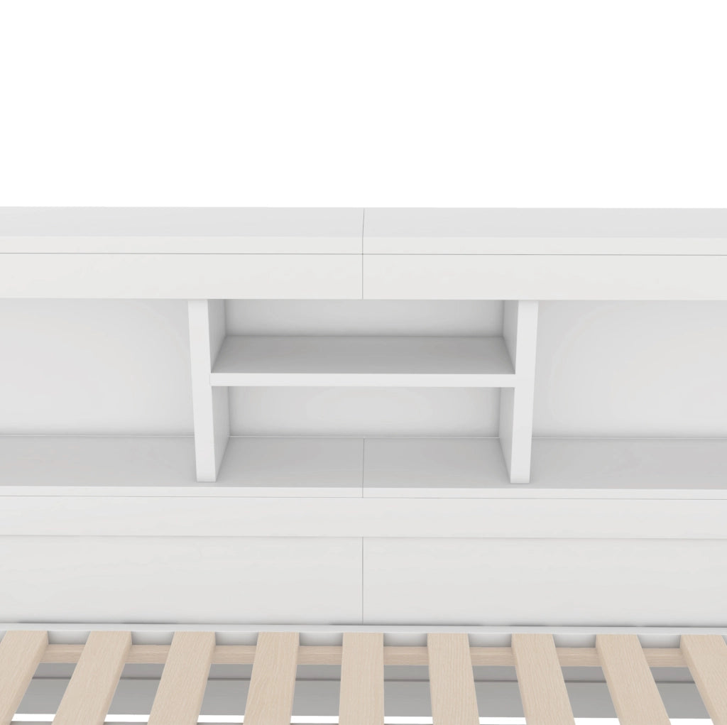 Letto giorno 90x200 cm con letto estraibile; luci LED; presa e USB; bianco