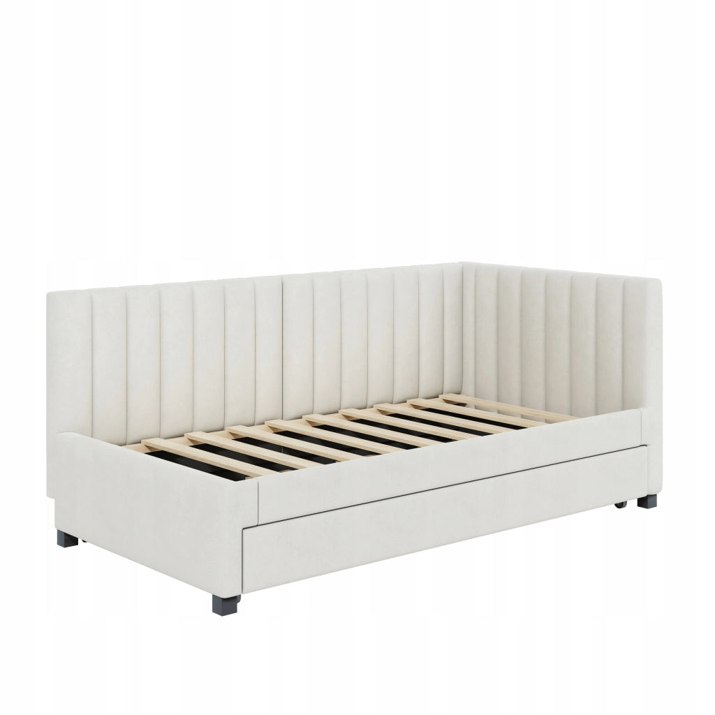 Divano letto 90x200 - Xylo - Beige velluto, senza materasso