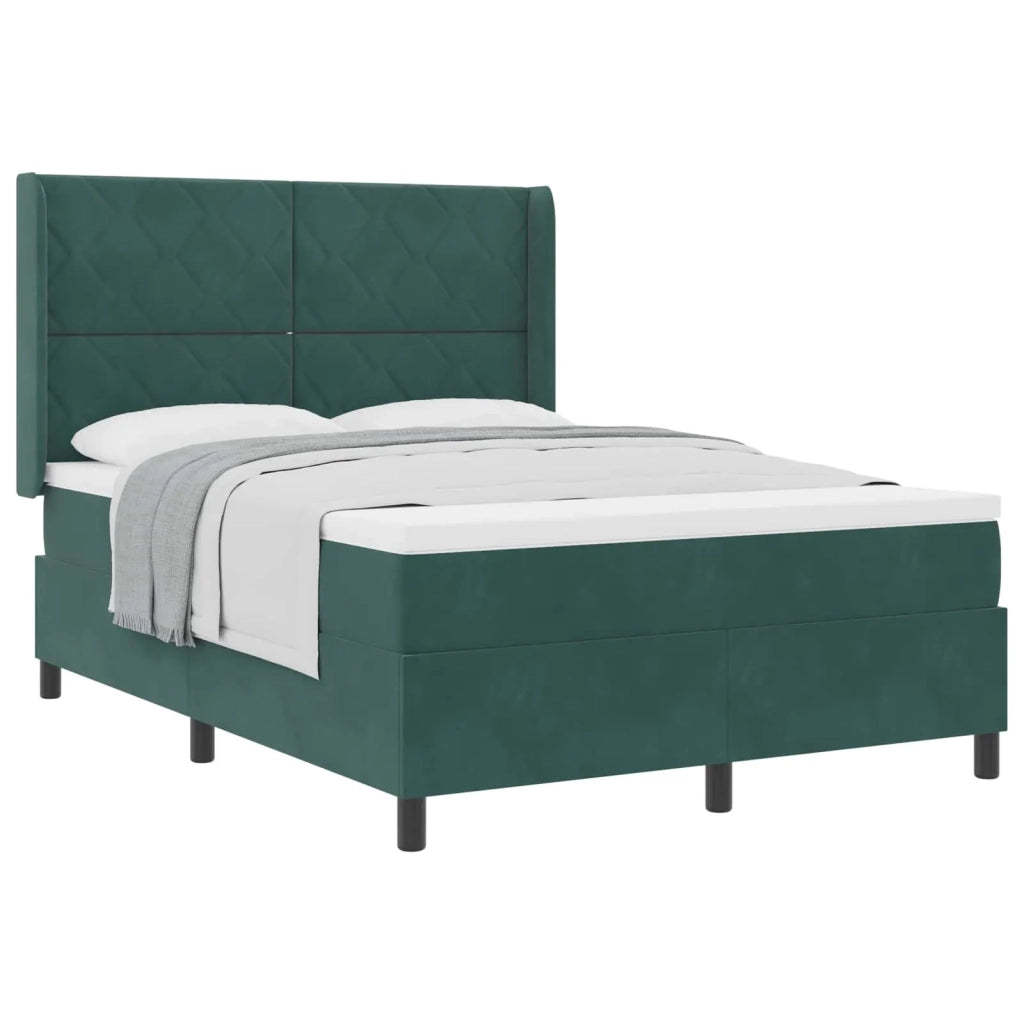 Letto a molle con materasso Verde Scuro 140 x 200 cm Velluto 3342065