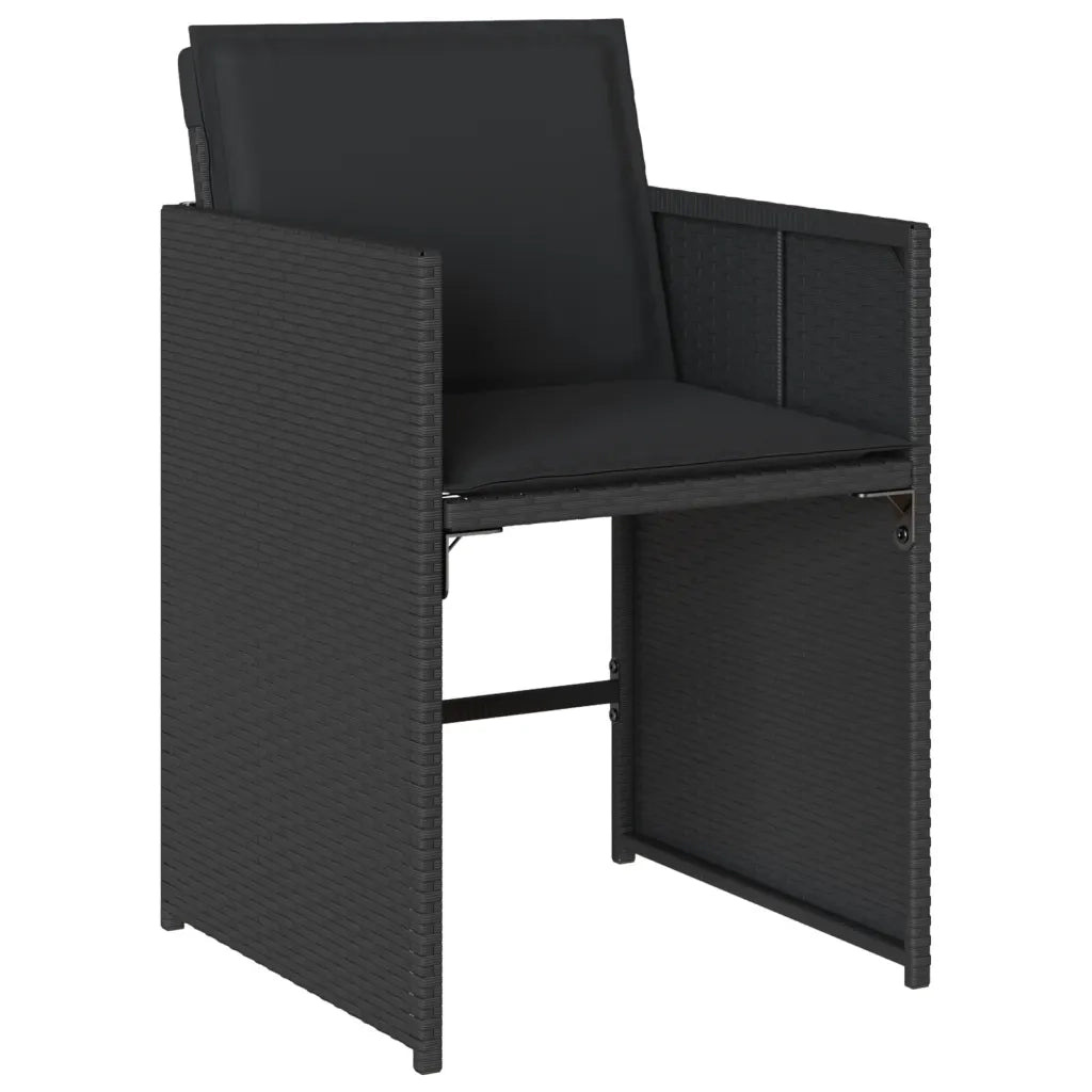 Set da Pranzo da Giardino 5 pz Nero con Cuscini in Polyrattan 3277842