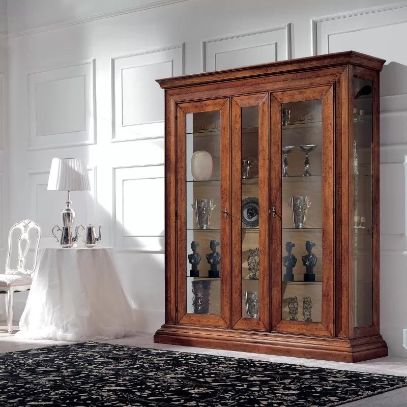 Vetrina classica 2 porte legno noce bassano 184x50x214 - Mobili 2G