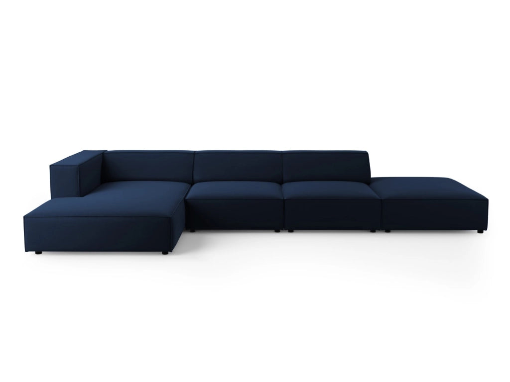 Cosmopolitan Design - Divano angolare sinistro "Arendal" 5 posti in velluto blu reale 