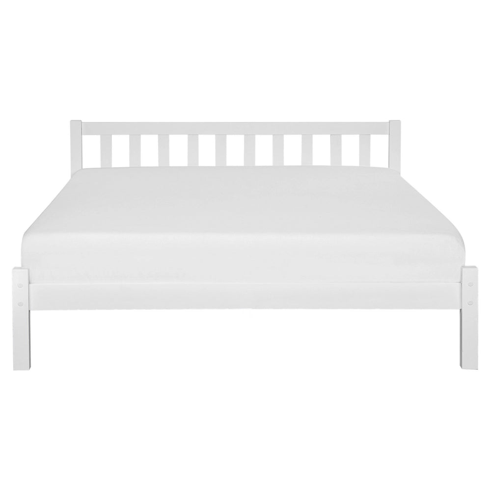 Letto in Legno di pino Bianco con Rete a Doghe Testiera Alta 160 x 200 cm