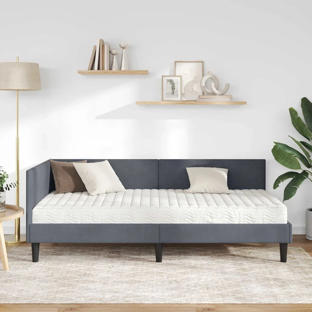 Struttura Letto Angolare con Materasso 2 pz-Giroletto con materasso Grigio Velluto 262333