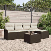 Divano da esterno con cuscino 6 pcs Marrone polyrattan 3345328