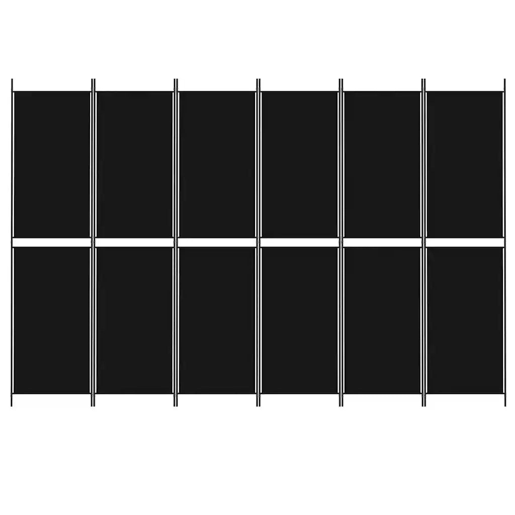 Divisorio Ambienti | Divider per stanze | Paravento a 6 Pannelli Nero 300x200 cm in Tessuto