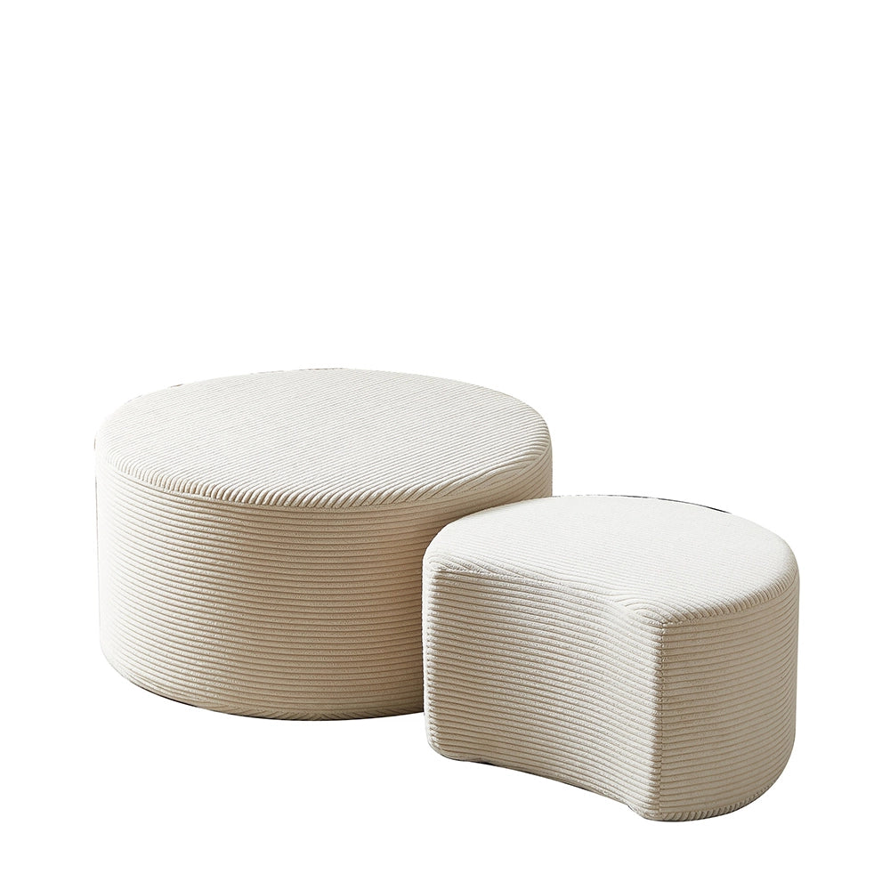 Set tavolini-Xylo-2 pezzi rotondi imbottiti pouf