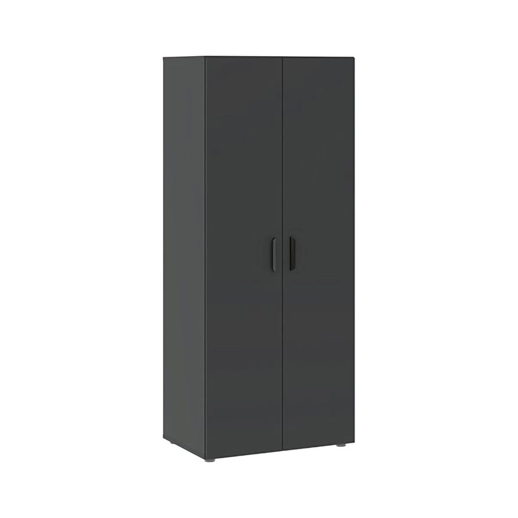Armadio Camera da Letto Buriasco, Guardaroba 2 Ante un Ripiano, 74x214h cm Nero Antracite