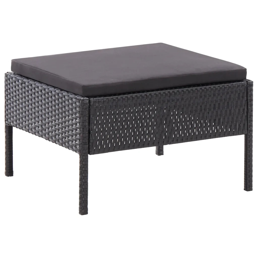 Set Divani da Giardino 3 pz con Cuscini in Polyrattan Nero cod mxl 35057
