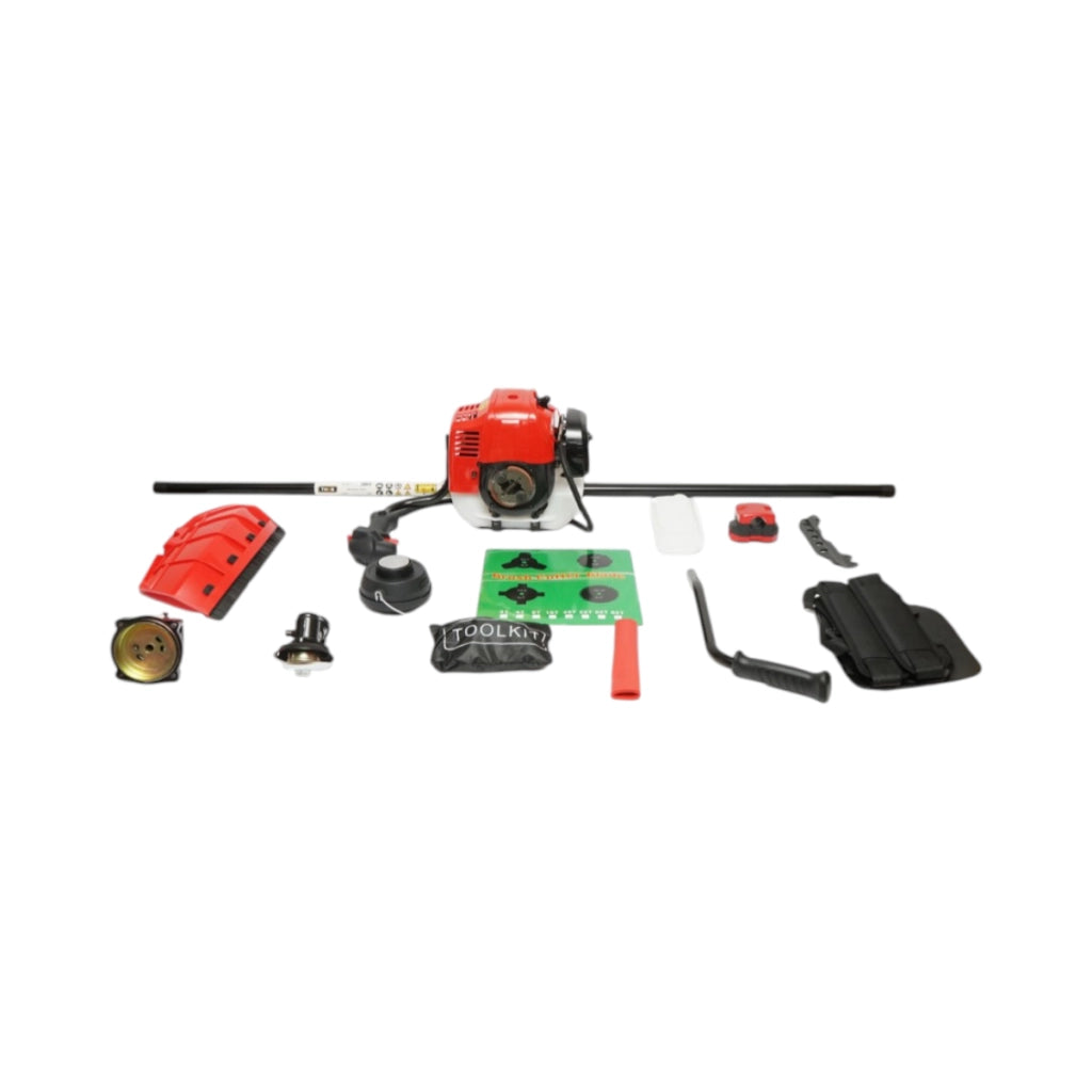Decespugliatore a benzina professionale Premium da 3 CV, 2T 52 cc, velocità 7500 giri/min, disco 3T/40T, tamburo portafilo, kit accessori incluso THOR