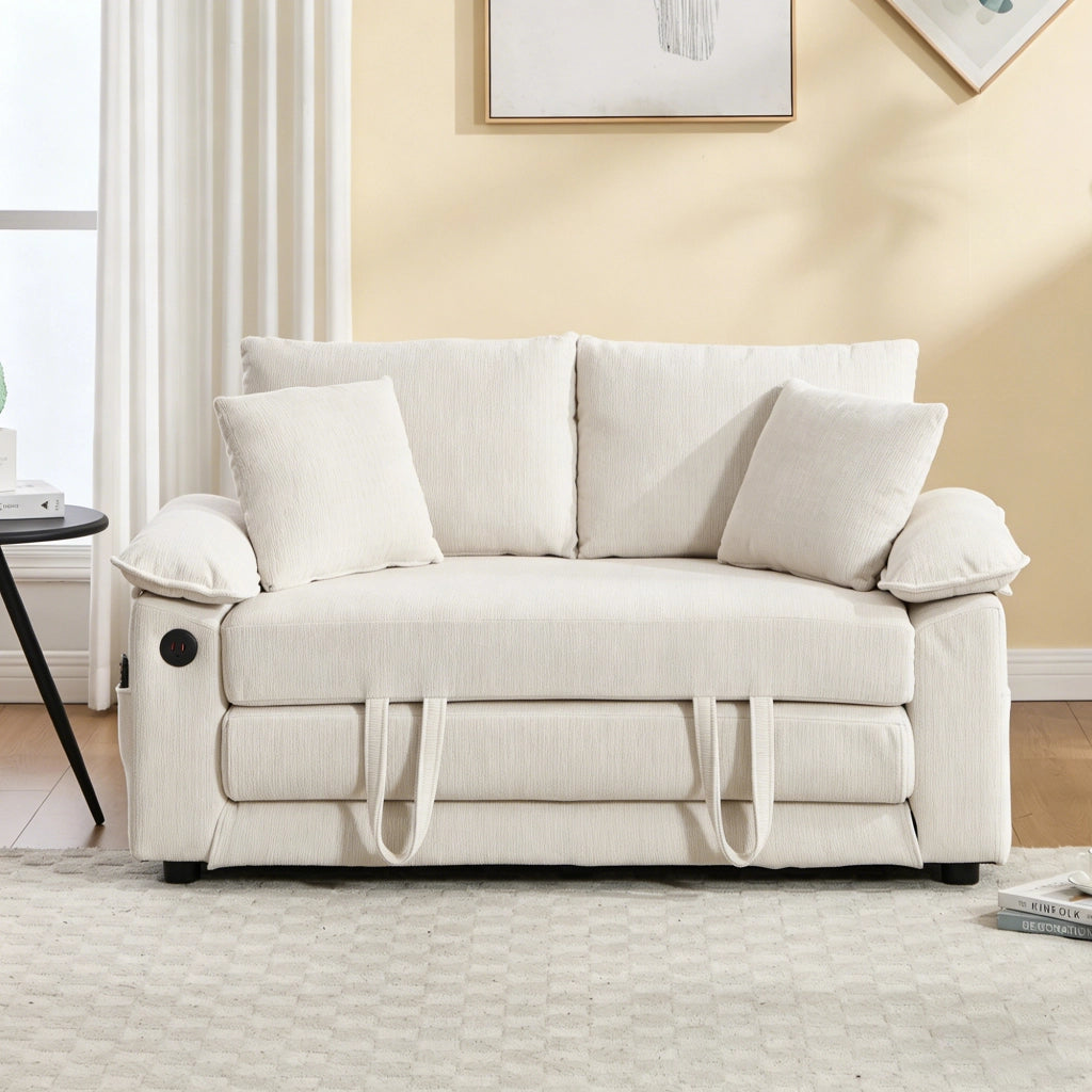 Poltrona da relax imbottita in ciniglia bianca 69x54x59 cm con cuscini