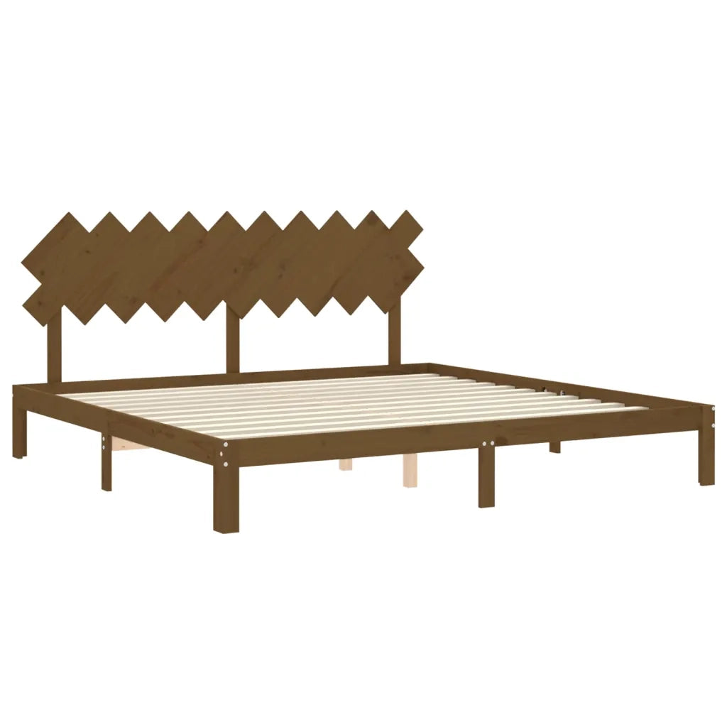 Giroletto con Testiera ambra 200x200 cm in Legno Massello 3193749