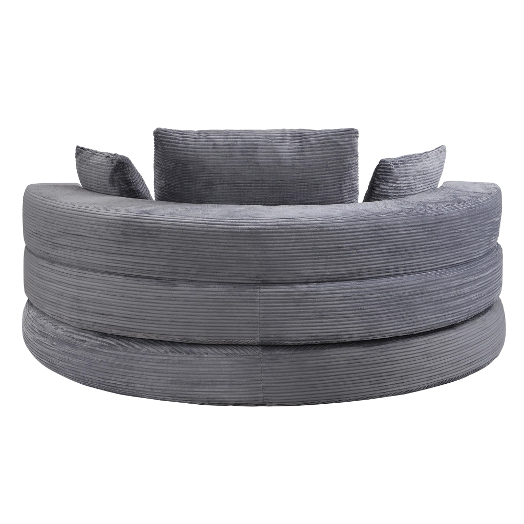 Divano letto, design senza struttura, divano a mezzaluna, con cuscini, divano modulare, tessuto in velluto a coste, grigio