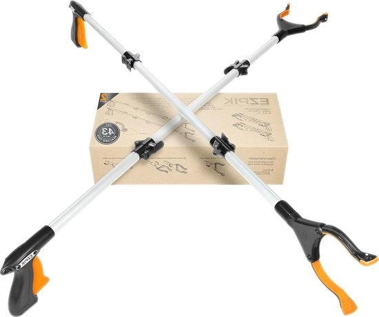 Gancio per rifiuti da 110 cm per anziani con gancio magnetico - ganci robusti per anziani con disabilità - gancio per rifiuti rotante - accessorio con clip di fissaggio - confezione da 2 pezzi