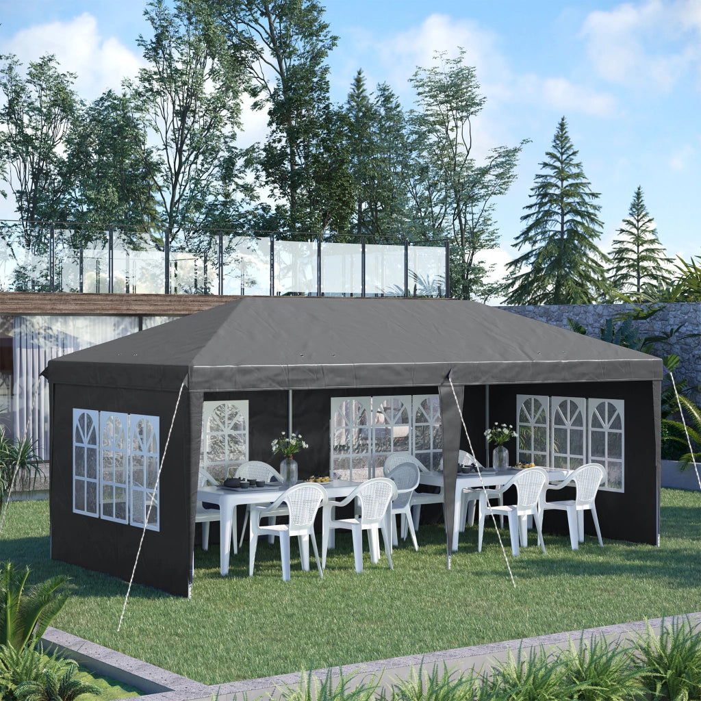 Tonnelle Pop-Up Pieghevole ¨C Zephmum ¨C 3x6m Grigio Antracite 3 Lati Smontabili