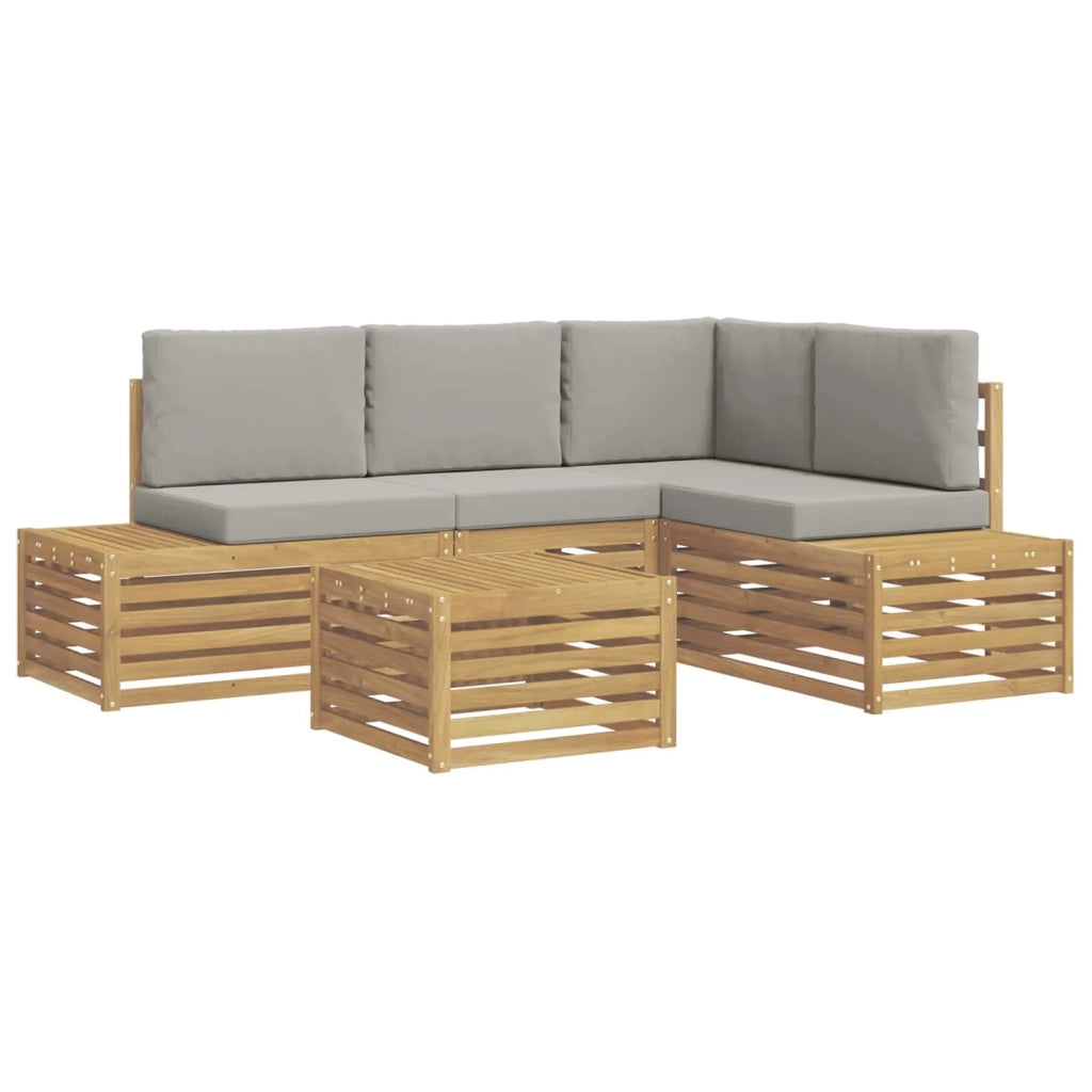 Set di divani da esterno 5 Pezzo Bianco e Grigio Chiaro 3392471