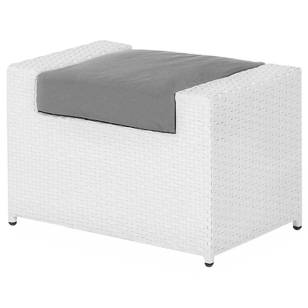 Set divano ad angolo da giardino bianco finto rattan grigio cuscini 6 posti con tavolo ottomana set di conversazione in vimini per esterni
