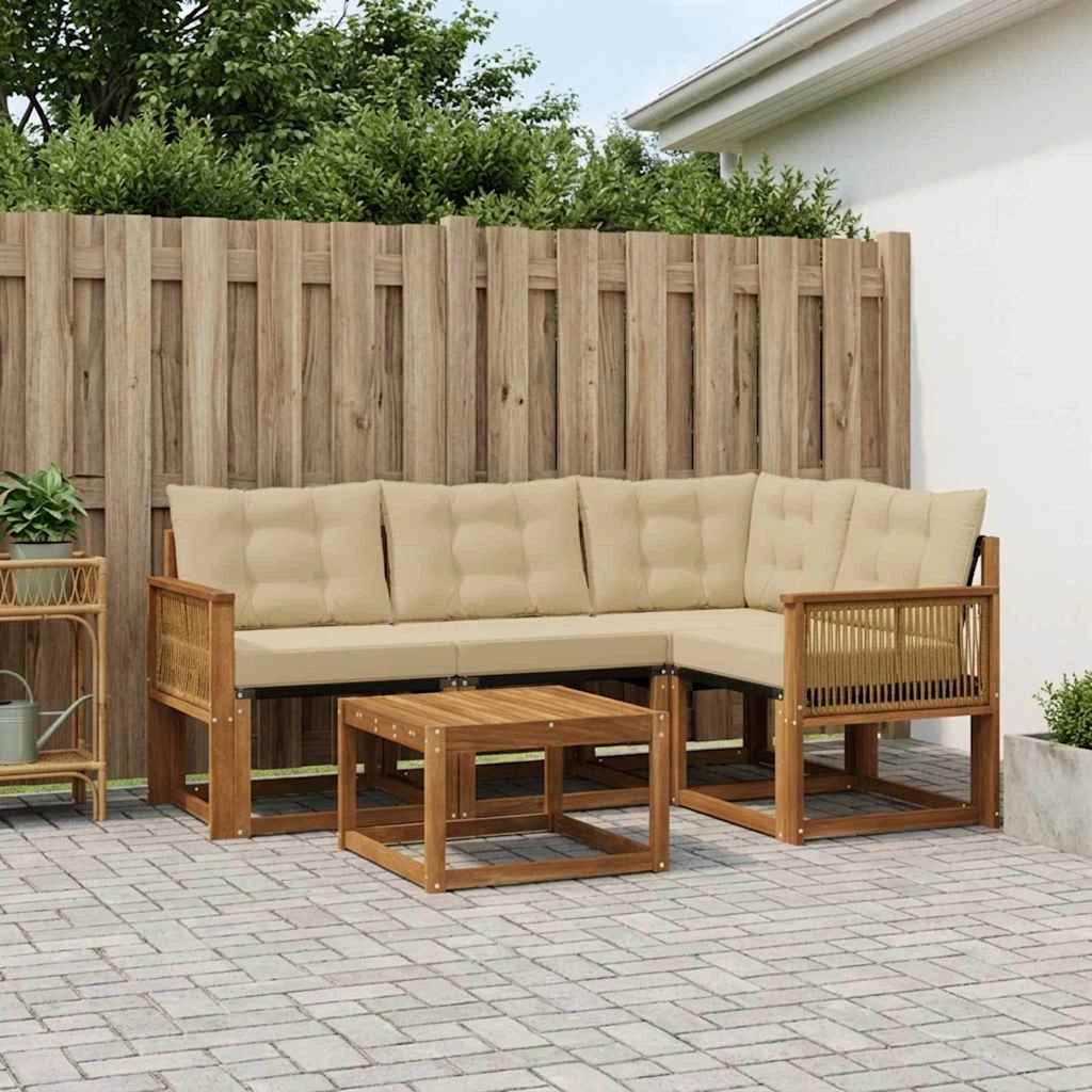 Set di divani da esterno 5 pz Naturale e Beige 3381941