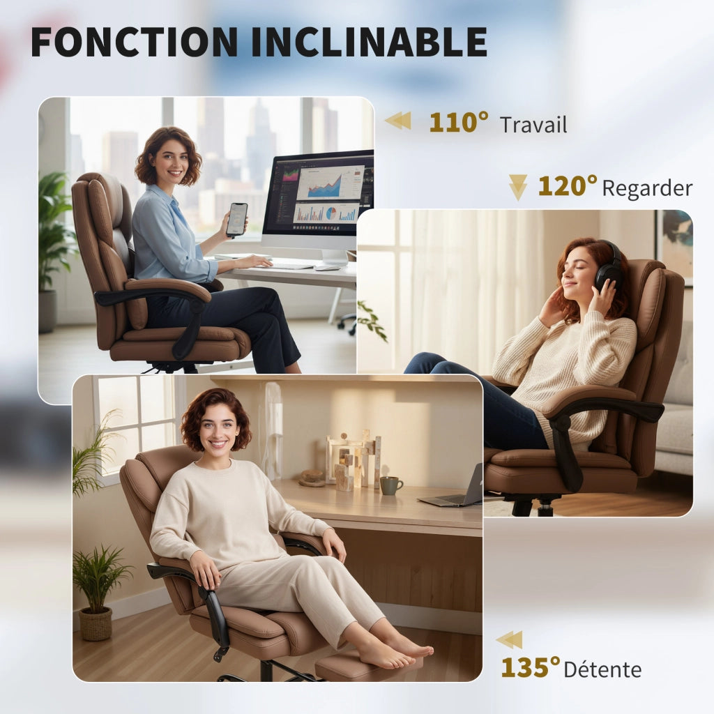 Sedia da ufficio ergonomica ¨C zephmum ¨C marrone 65x67x111-119cm