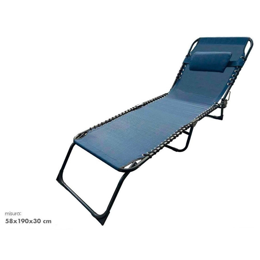 Trade Shop - Lettino Prendisole Sdraio Senza Parasole In Textilene Blu Reclinabile Giardino 483007 -