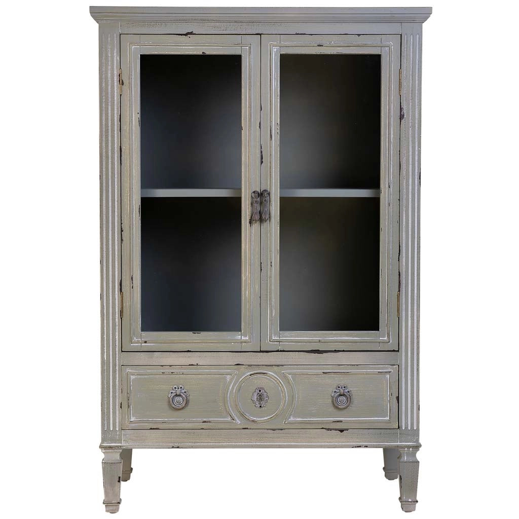 Vetrina in legno con un cassetto grigio 80x42x120h cm