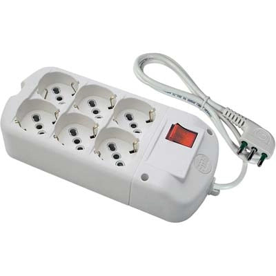 MULTIPRESA BIPASSO SCHUKO + INT.LUM FME  BIANCO POSTI 6 2P+T 16A n°XMMQ 3X10 MT 15